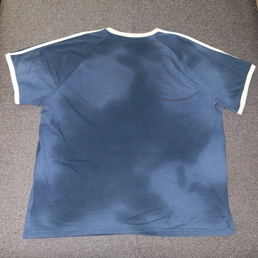 Rare adidas originals SS22 Stripe Logo Tie Dye Short Sleeve Blue T-Shirt 2XL - Picture 5 of 5
